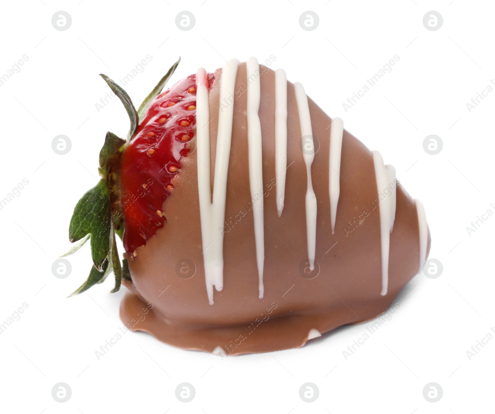 Photo of Delicious strawberry covered with chocolate isolated on white