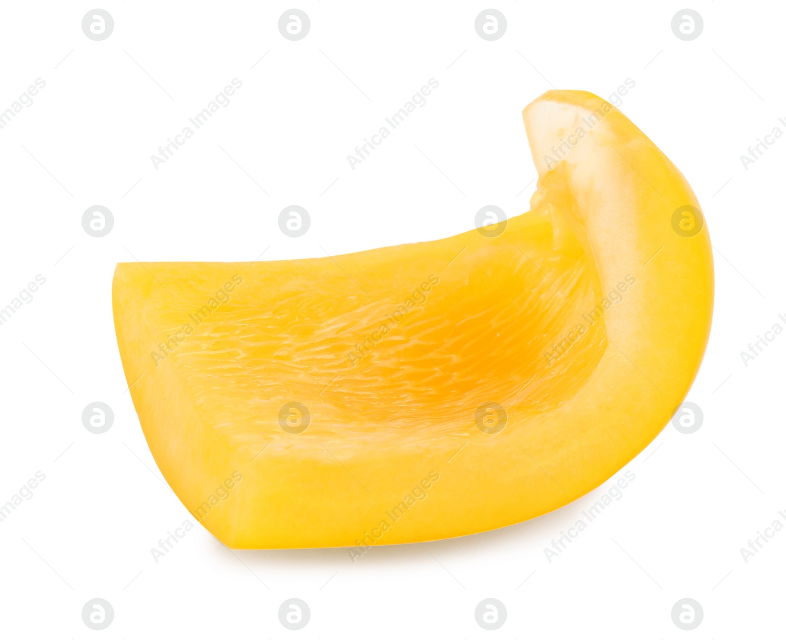 Photo of Cut yellow bell pepper isolated on white