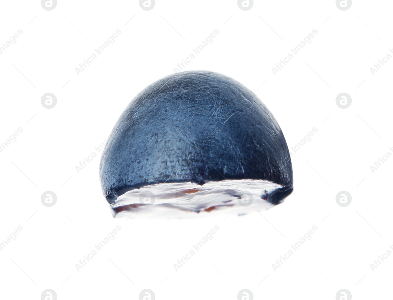 Photo of Slice of tasty blueberry on white background