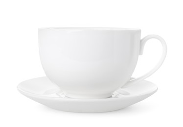 Ceramic cup with saucer isolated on white