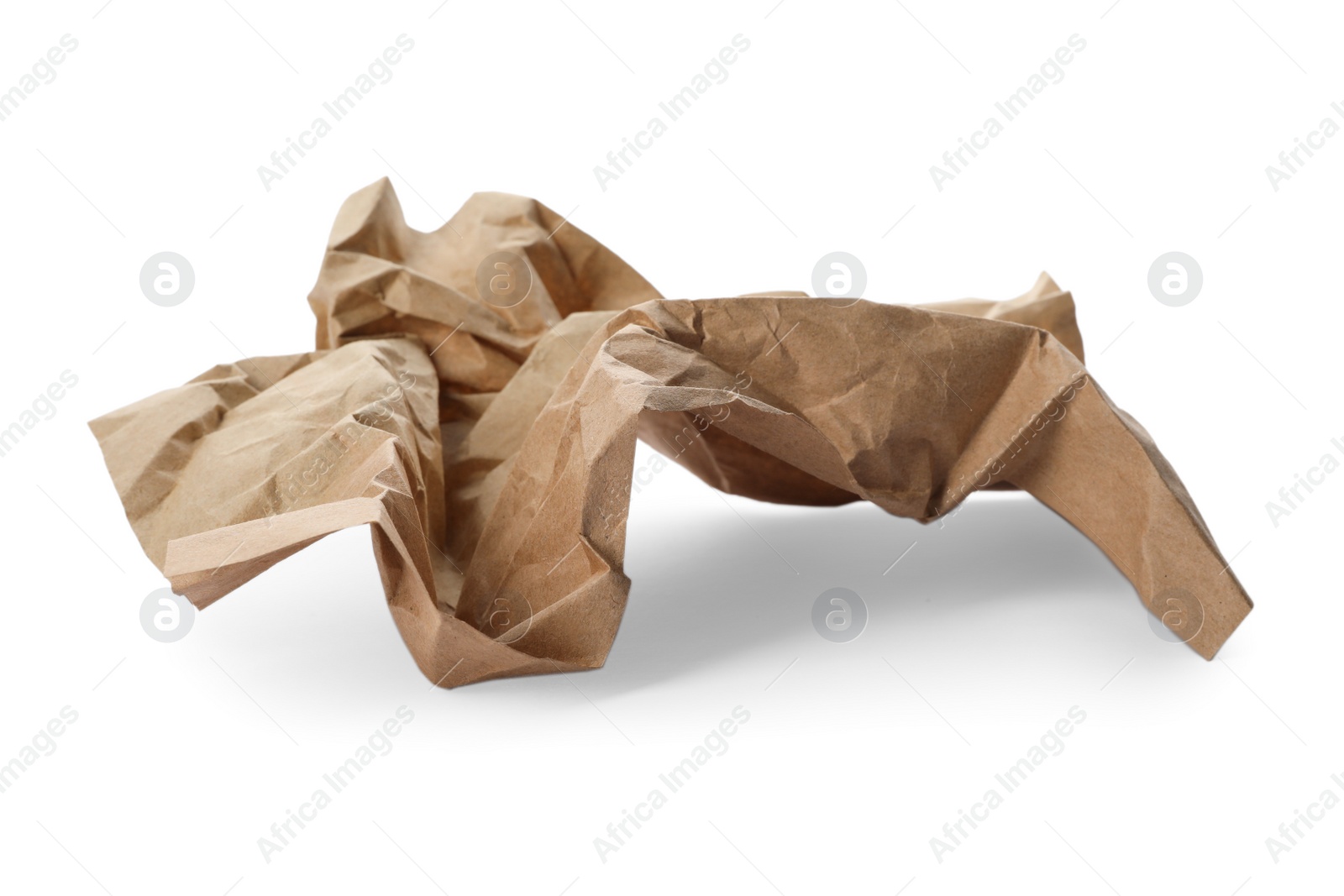 Photo of Color sheet of crumpled paper on white background