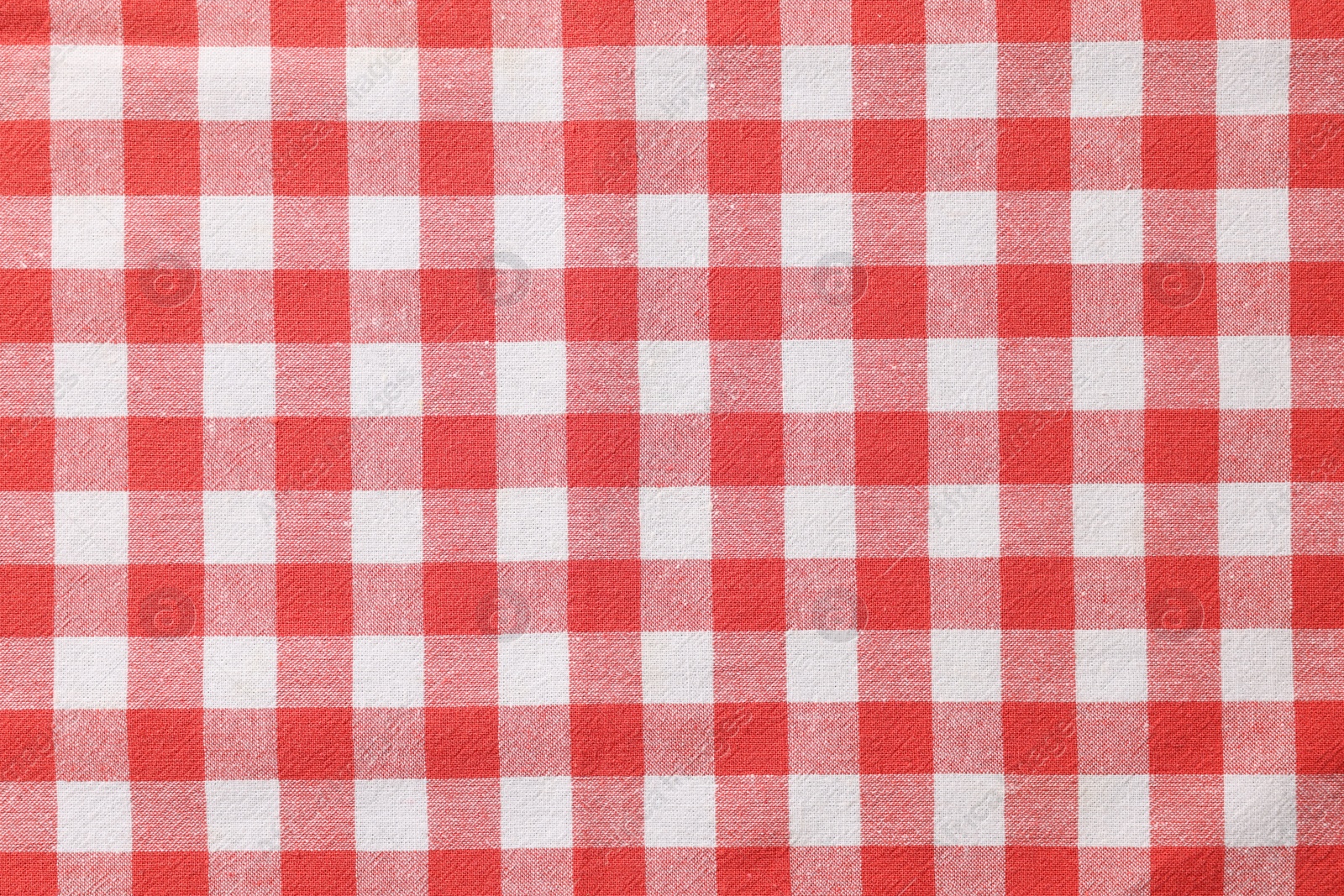 Photo of Red checkered tablecloth as background, top view