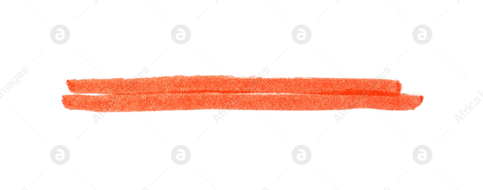 Photo of Strip drawn with orange marker isolated on white, top view