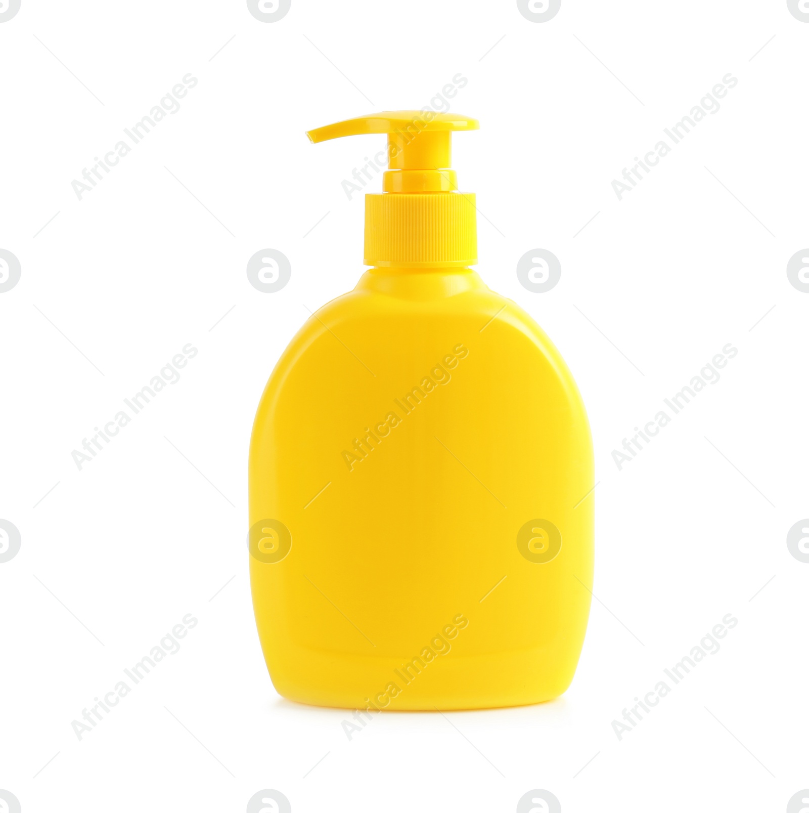 Photo of Bottle with sun protection body cream on white background