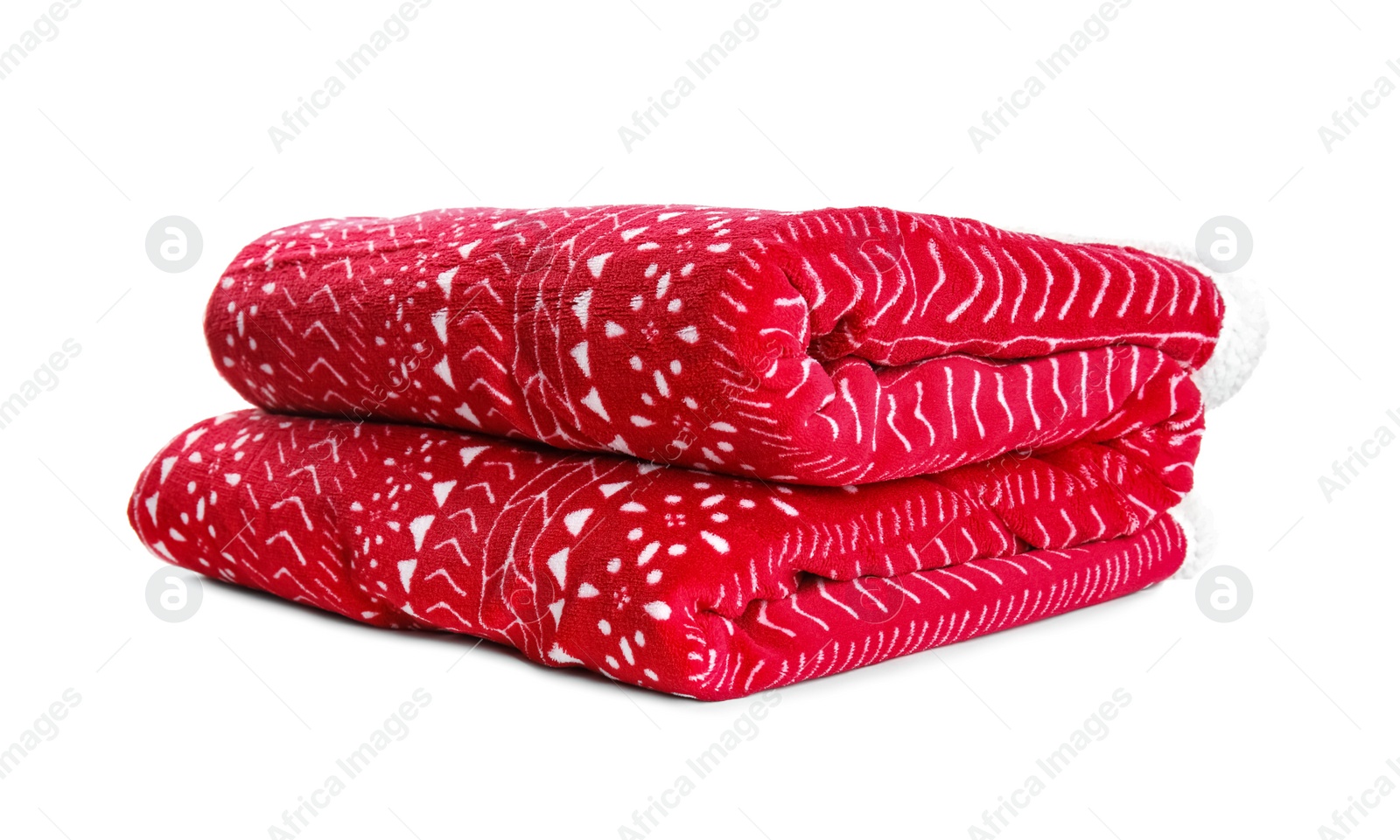 Photo of Stylish soft red plaid on white background