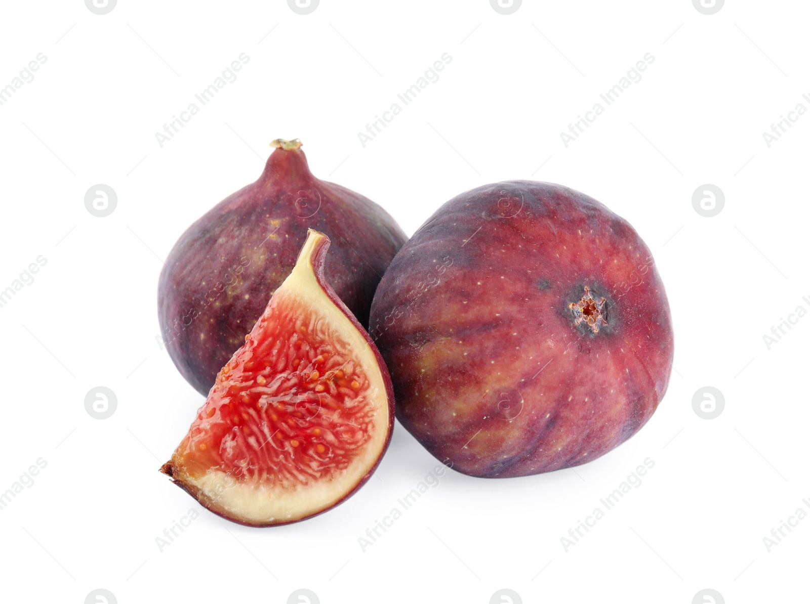 Photo of Tasty fresh fig fruits on white background