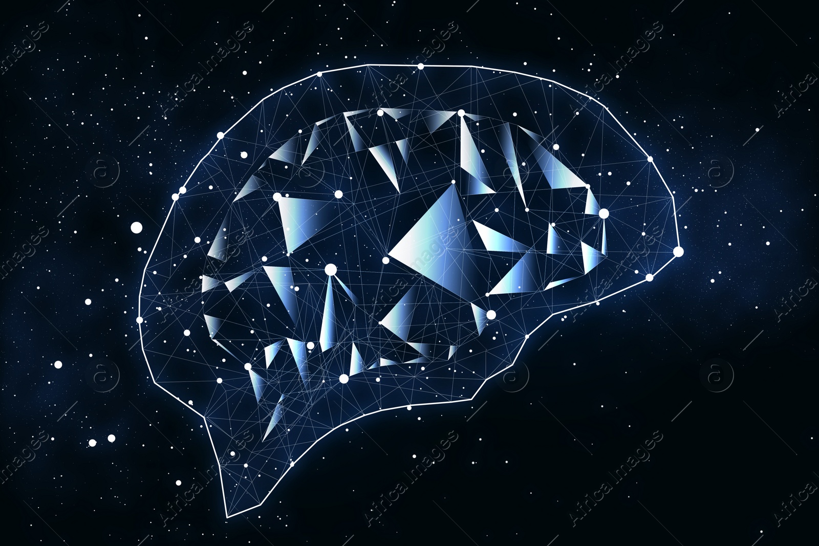 Illustration of  human brain on dark background