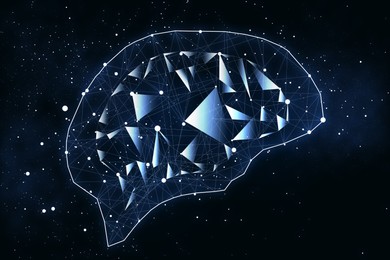 Illustration of human brain on dark background