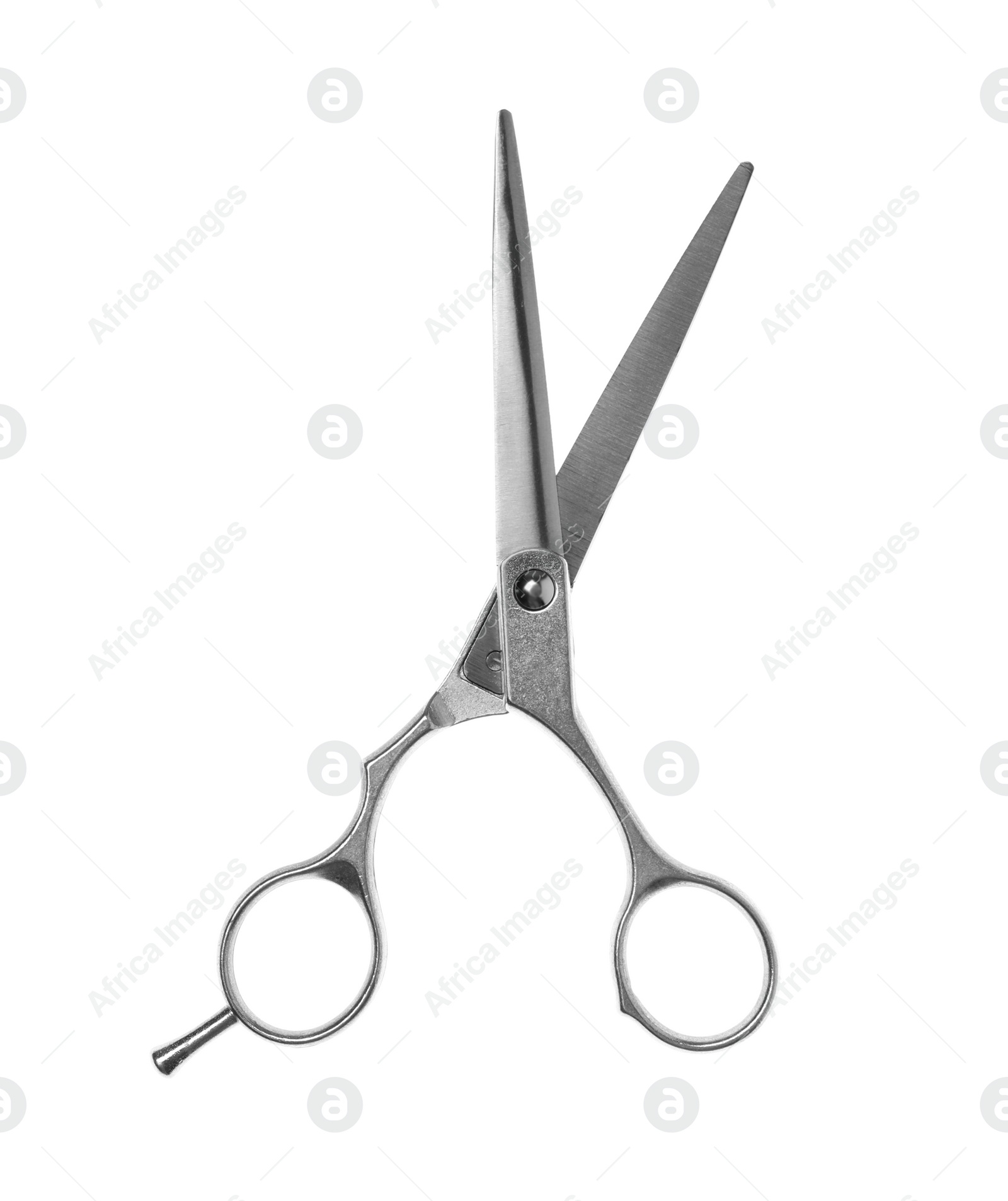 Photo of Professional hairdresser scissors isolated on white. Haircut tool