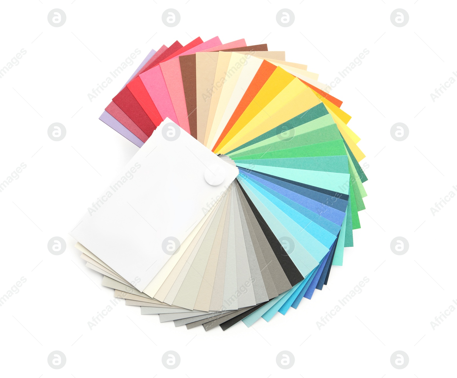 Photo of Color palette samples isolated on white, top view