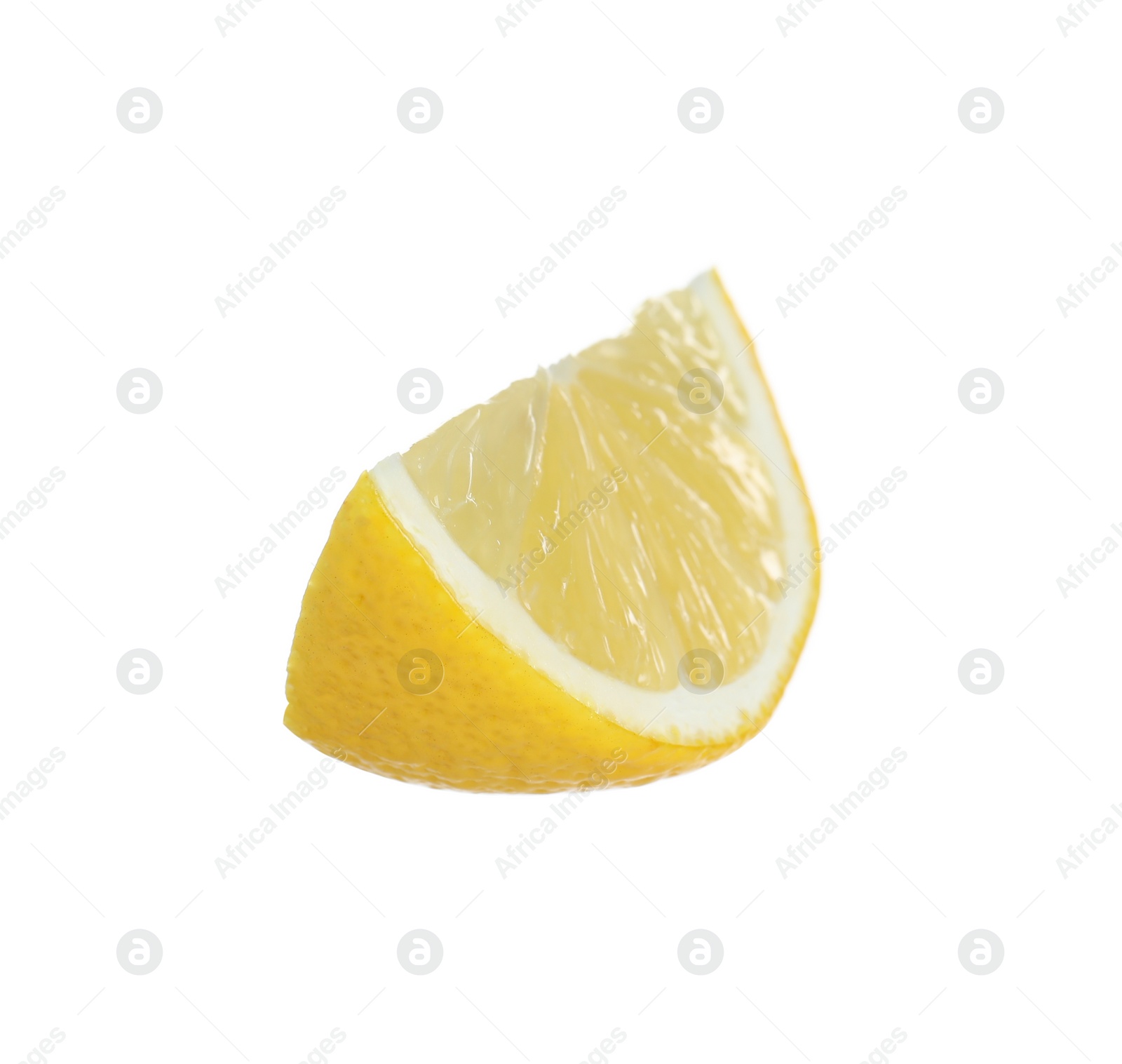 Photo of Slice of fresh lemon isolated on white