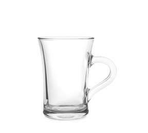 Empty glass cup isolated on white. Kitchen tableware