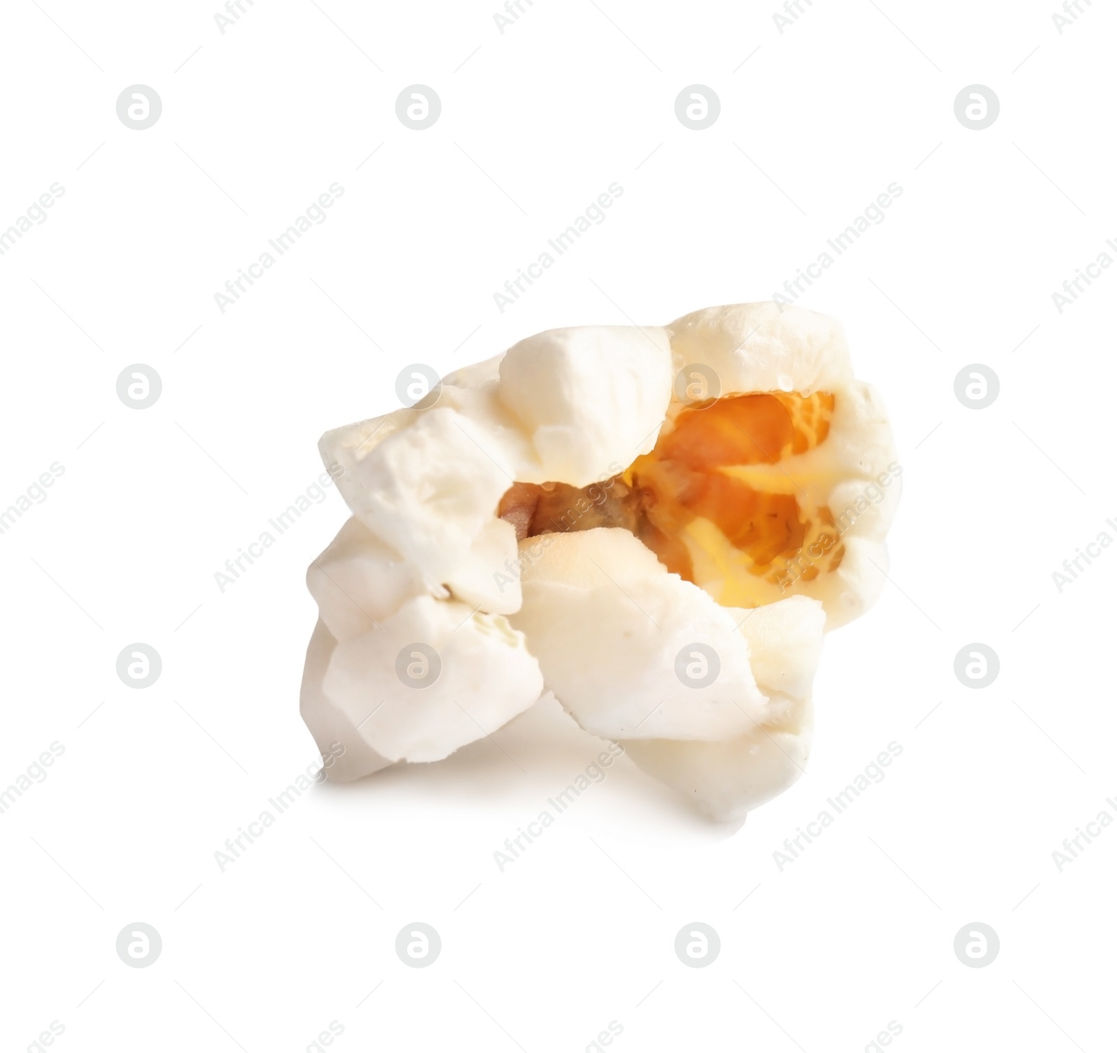 Photo of Tasty fresh popcorn on white background, closeup