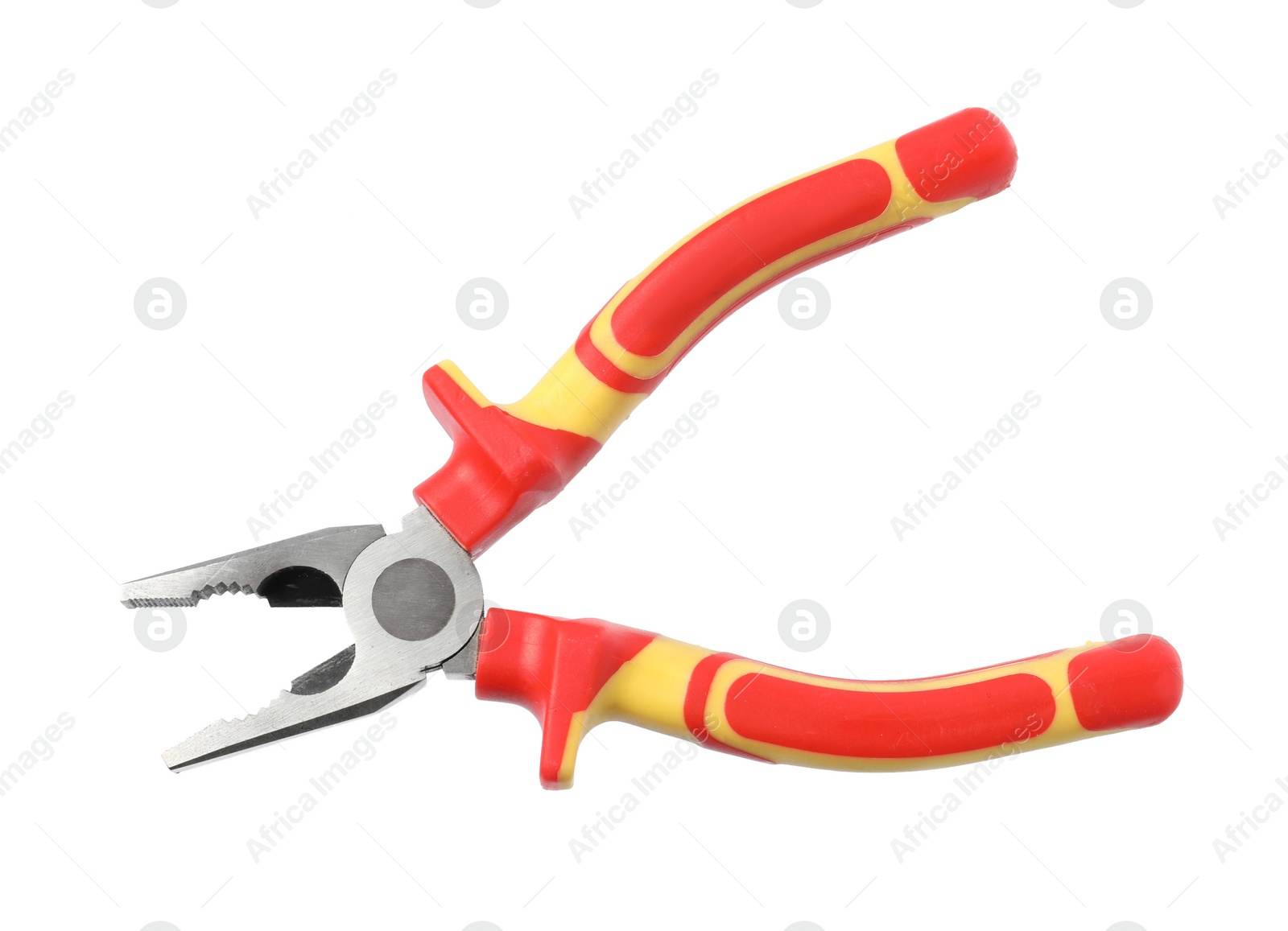 Photo of New combination pliers isolated on white. Construction tool