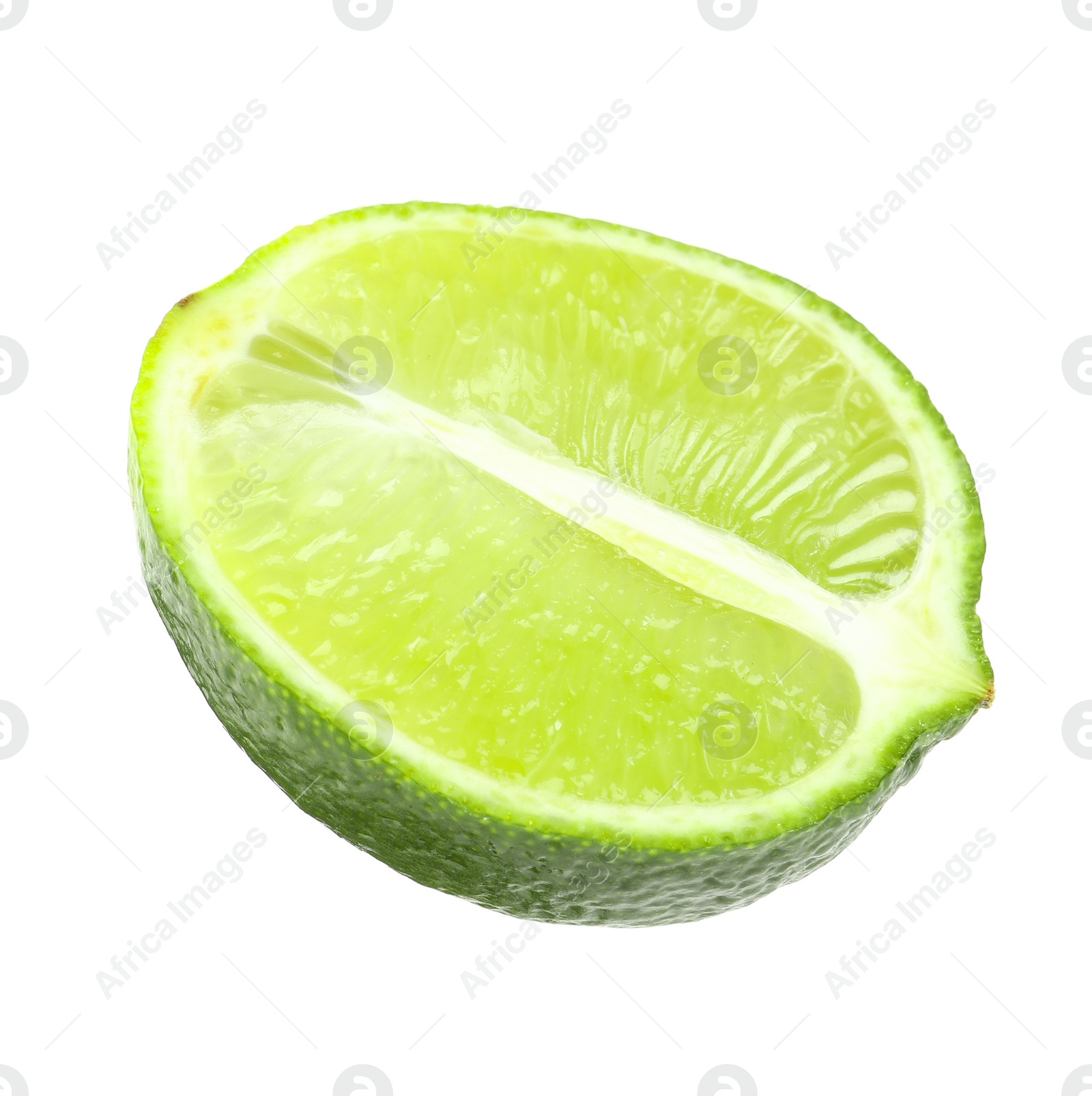 Photo of Half of fresh green ripe lime isolated on white