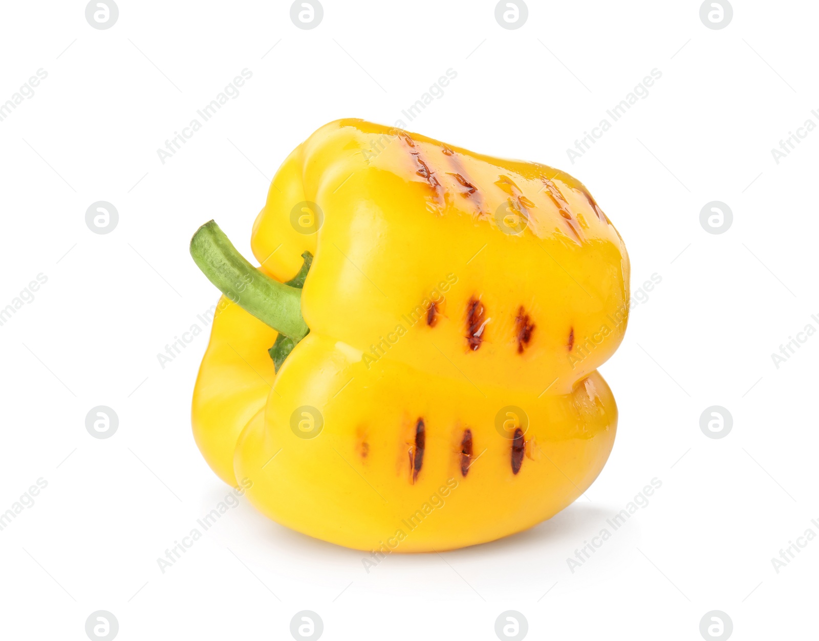 Photo of Grilled ripe paprika pepper on white background