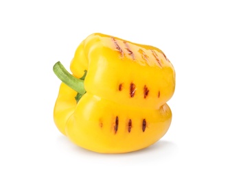 Photo of Grilled ripe paprika pepper on white background