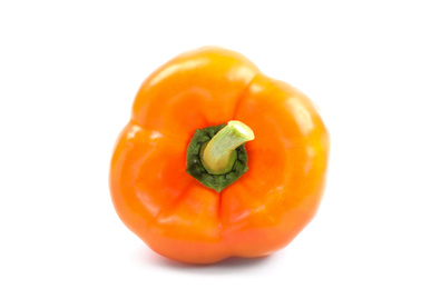 Ripe orange bell pepper isolated on white