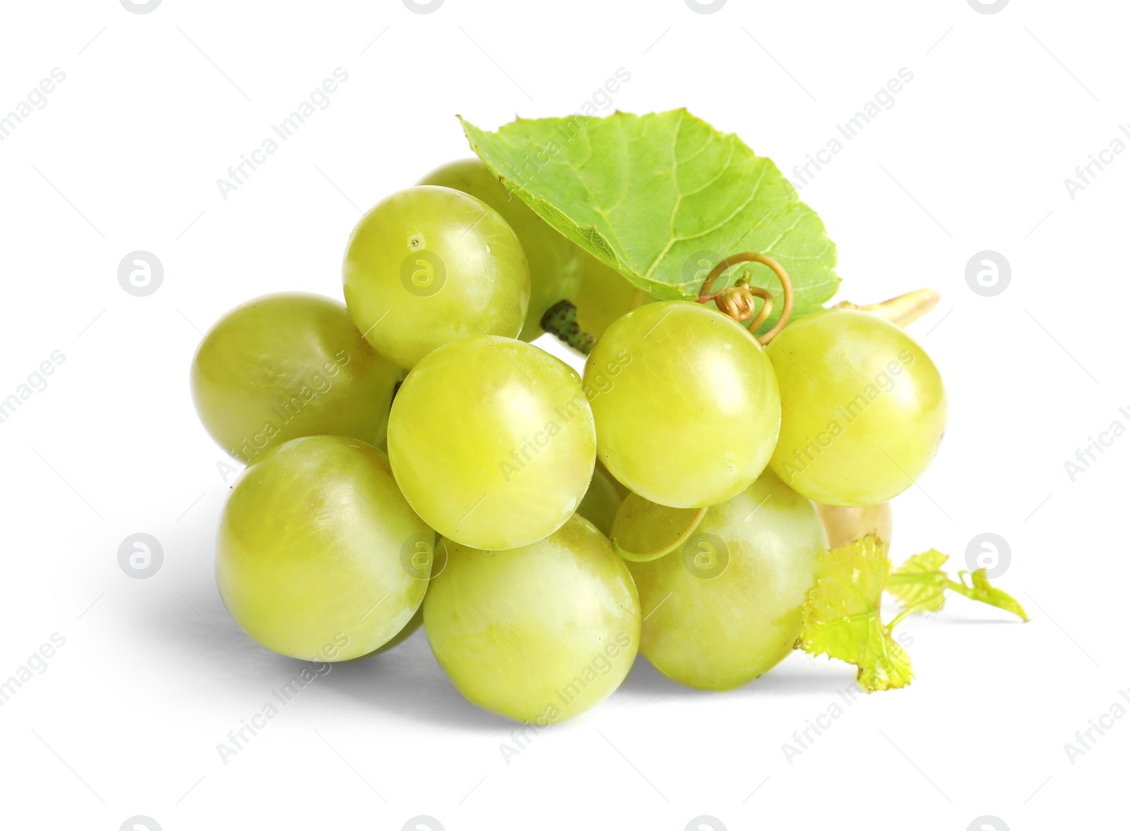 Photo of Bunch of fresh ripe juicy grapes isolated on white