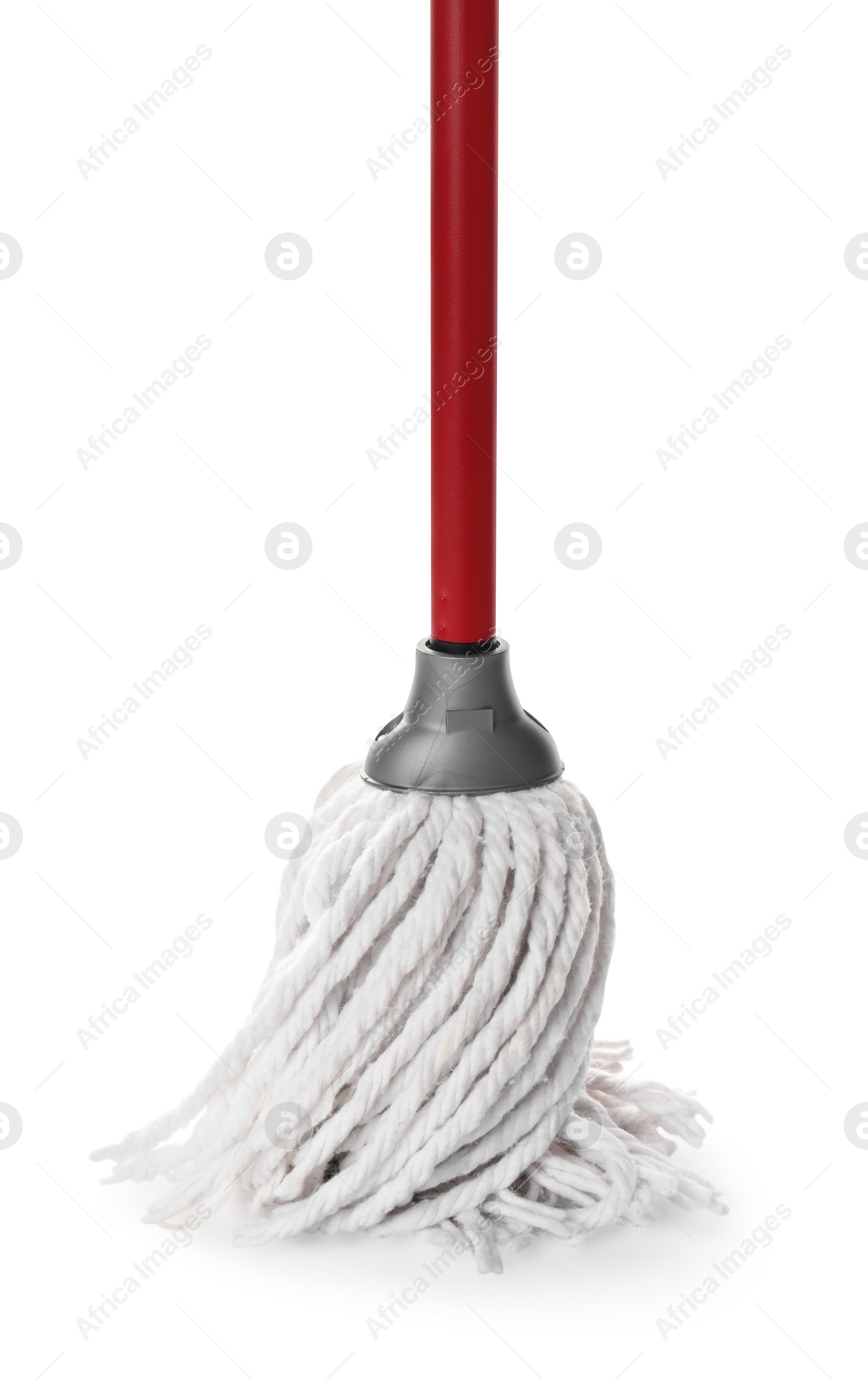 Photo of One string mop isolated on white. Cleaning tool