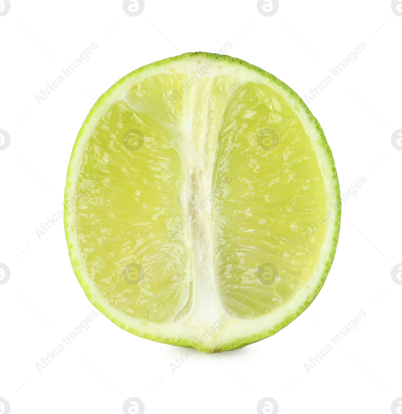 Photo of Half of fresh green ripe lime isolated on white