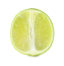 Half of fresh green ripe lime isolated on white