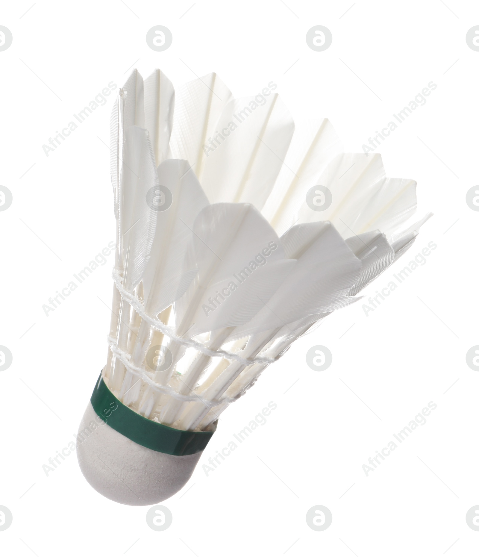 Photo of One feather badminton shuttlecock isolated on white