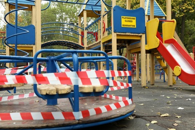 Photo of View of playground closed during COVID-19 quarantine