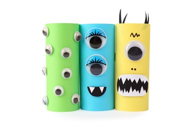 Monsters made of paper isolated on white. Halloween decoration