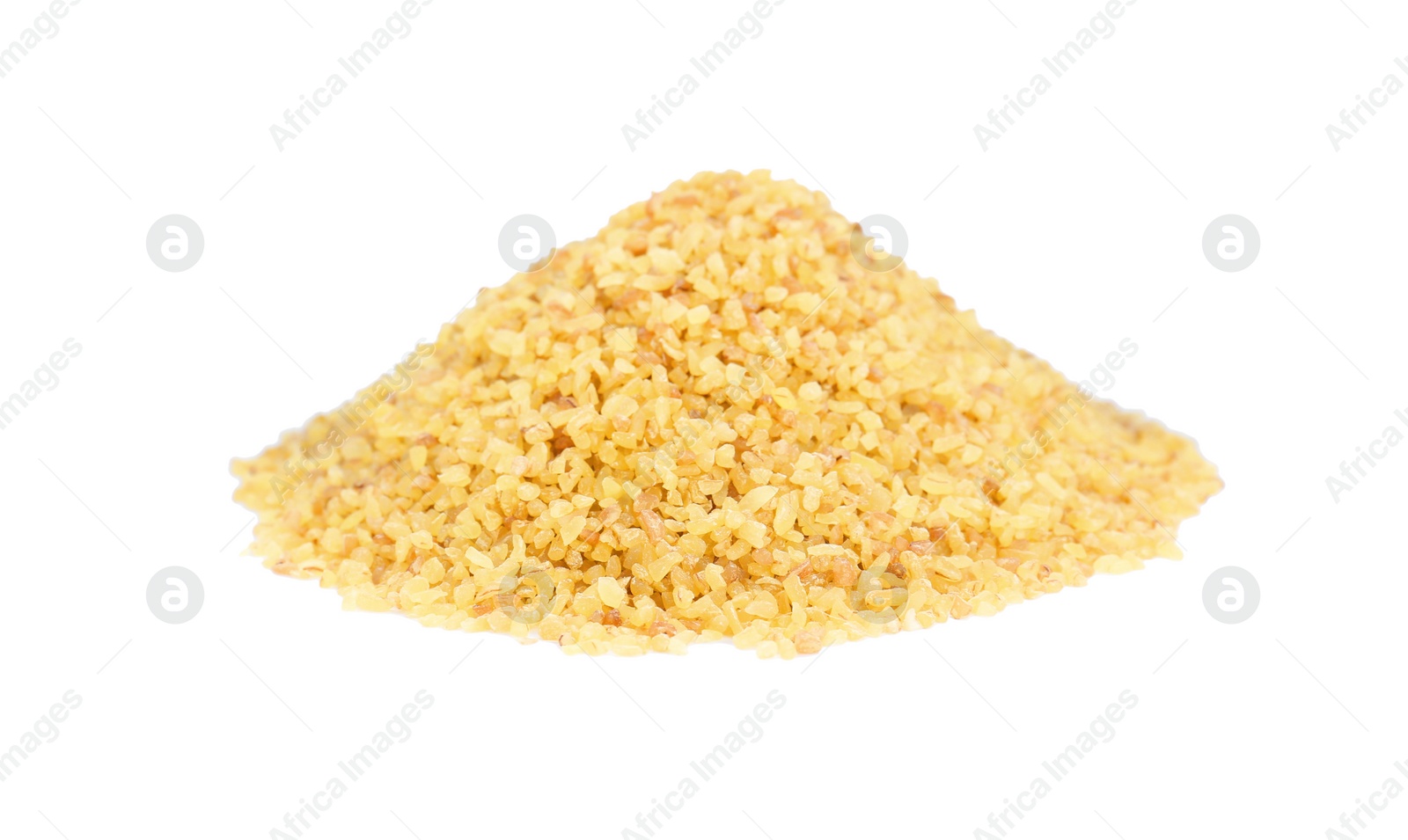 Photo of Pile of uncooked bulgur isolated on white