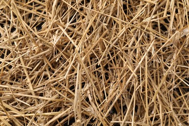 Photo of Pile of dried straw as background, top view