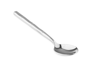 One new shiny spoon isolated on white