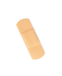 Photo of Medical sticking plaster isolated on white. First aid item