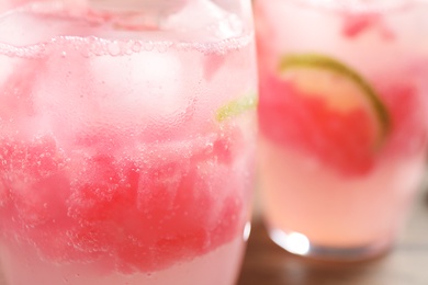 Photo of Closeup view of delicious refreshing watermelon drink