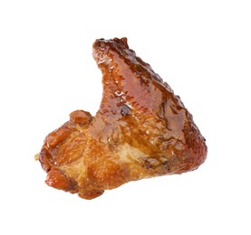 Photo of Chicken wing glazed with soy sauce isolated on white, top view