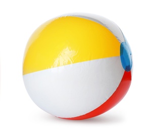 Photo of Inflatable ball on white background. Beach object