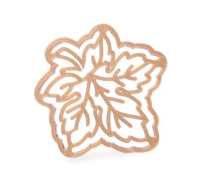 Cookie cutter in shape of leaf isolated on white