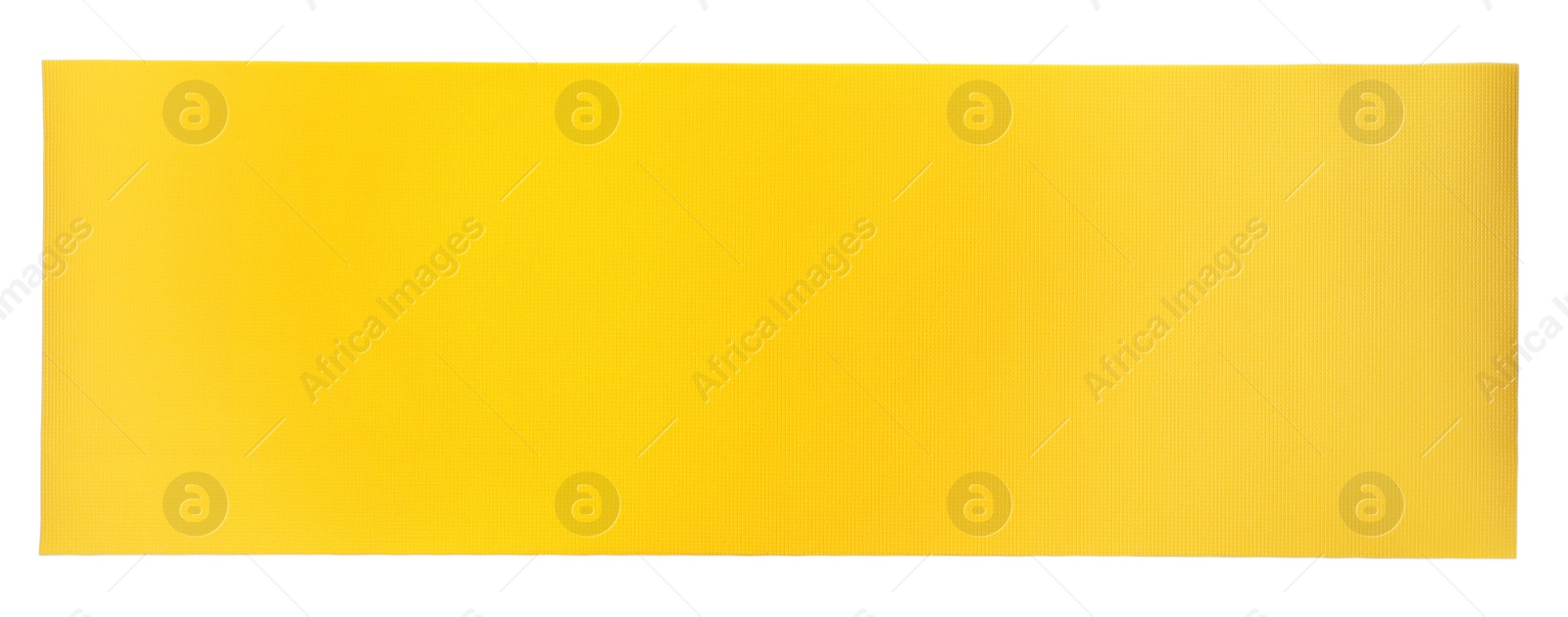 Photo of Bright camping or exercise mat isolated on white, top view
