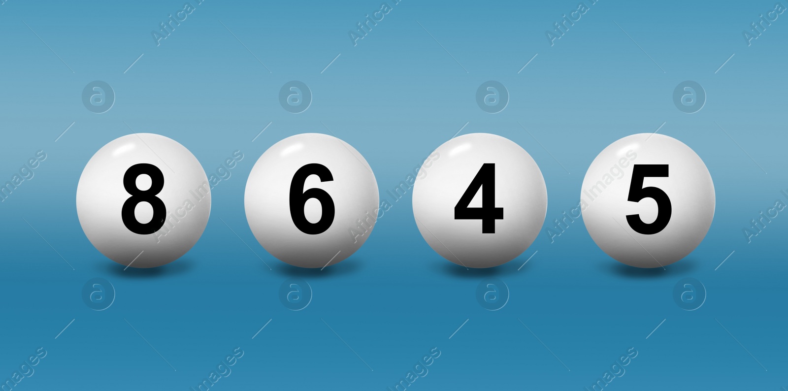 Illustration of Set of lottery balls with numbers on blue gradient background