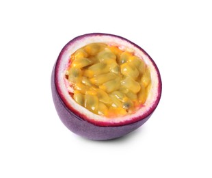 Photo of Half of ripe passion fruit isolated on white