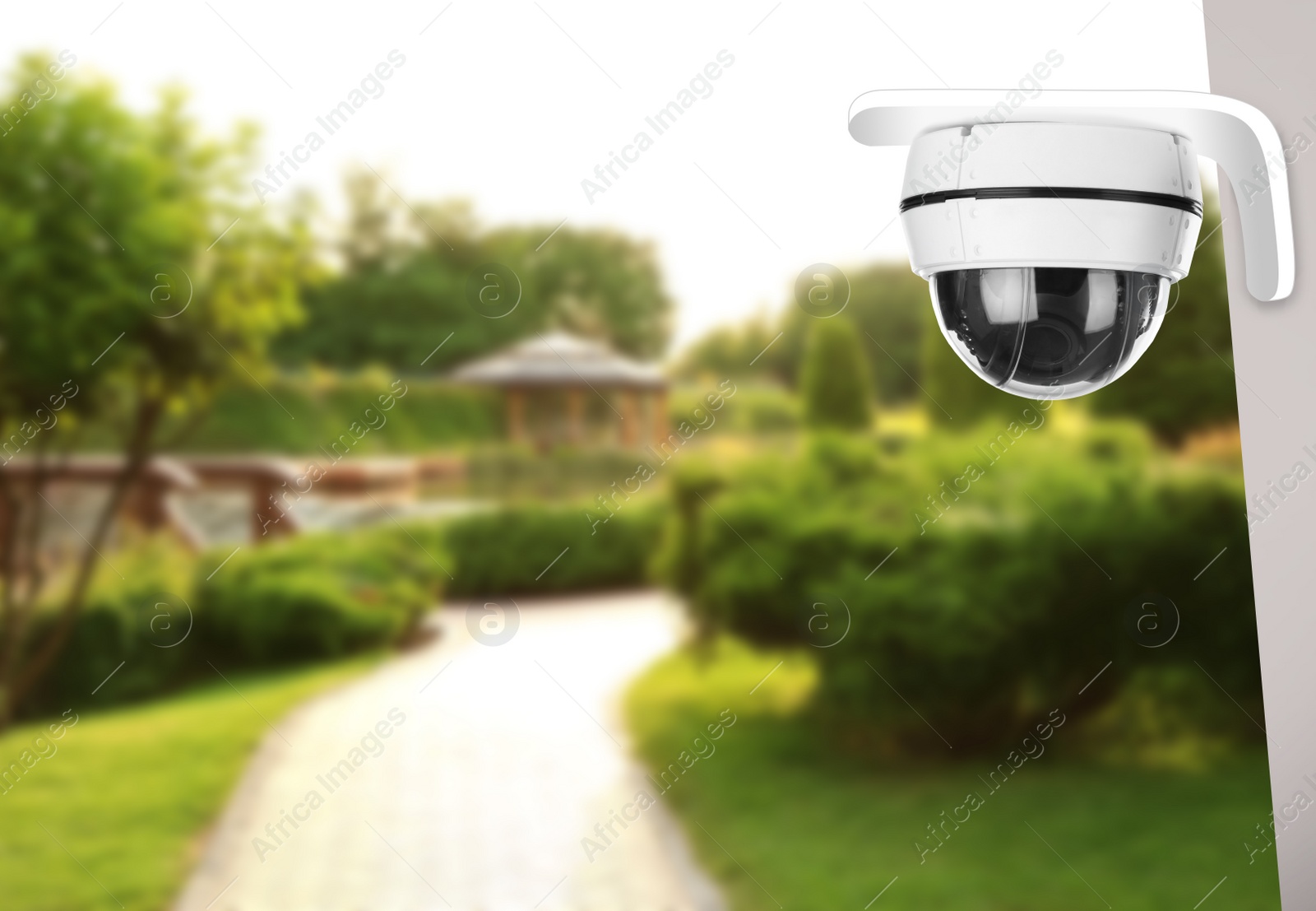 Image of Home security system. House under CCTV camera surveillance