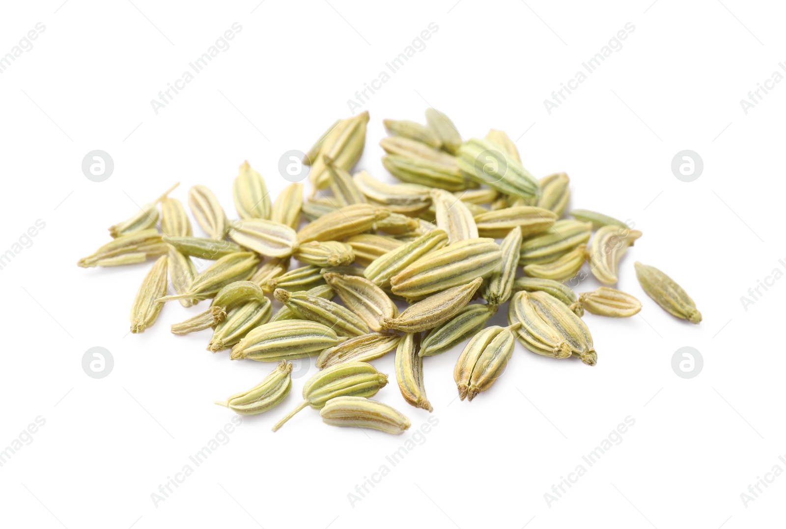 Photo of Pile of dry fennel seeds isolated on white