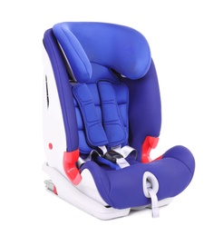 Photo of Car safety seat for child on white background