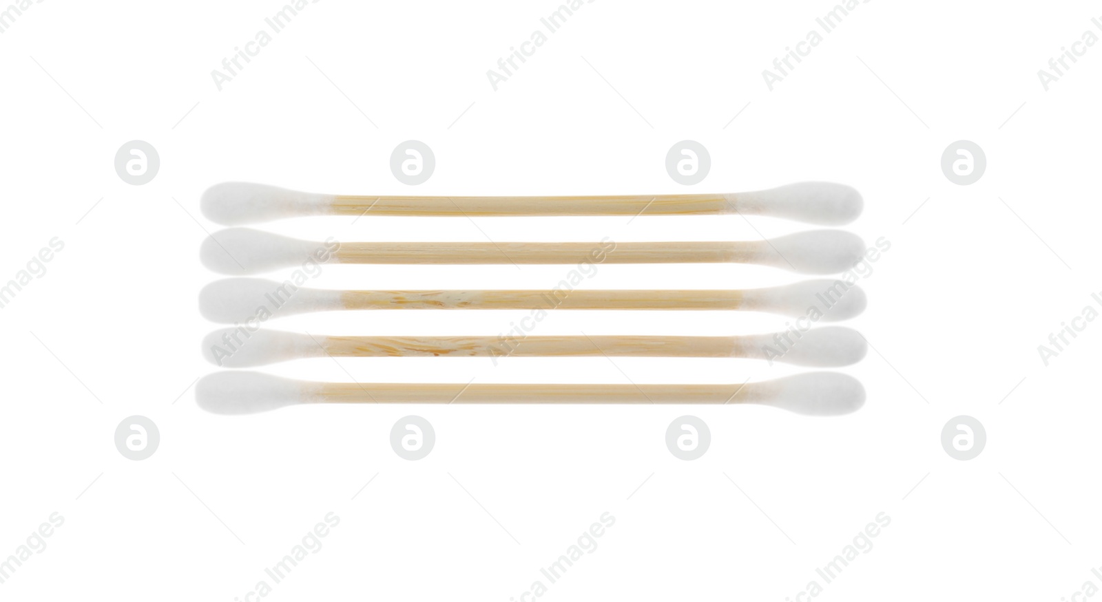 Photo of Many wooden cotton buds isolated on white