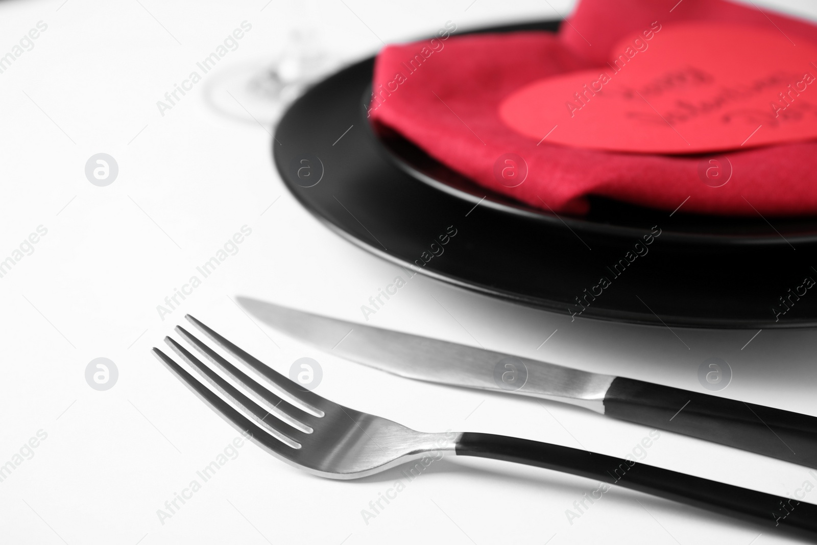 Photo of Elegant table setting on white background, closeup