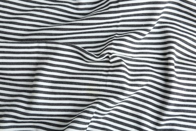 Texture of white striped fabric as background, closeup