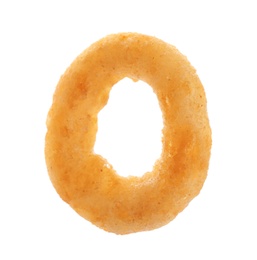 Freshly cooked onion ring on white background