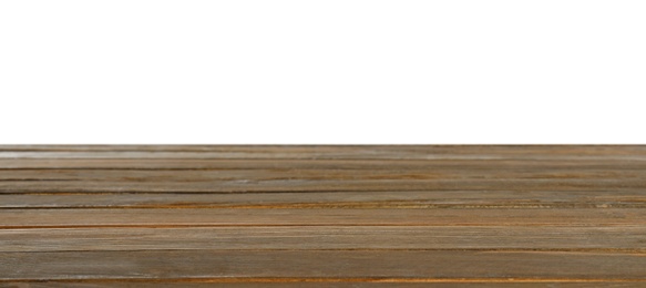 Photo of Empty wooden table on white background. Mockup for design