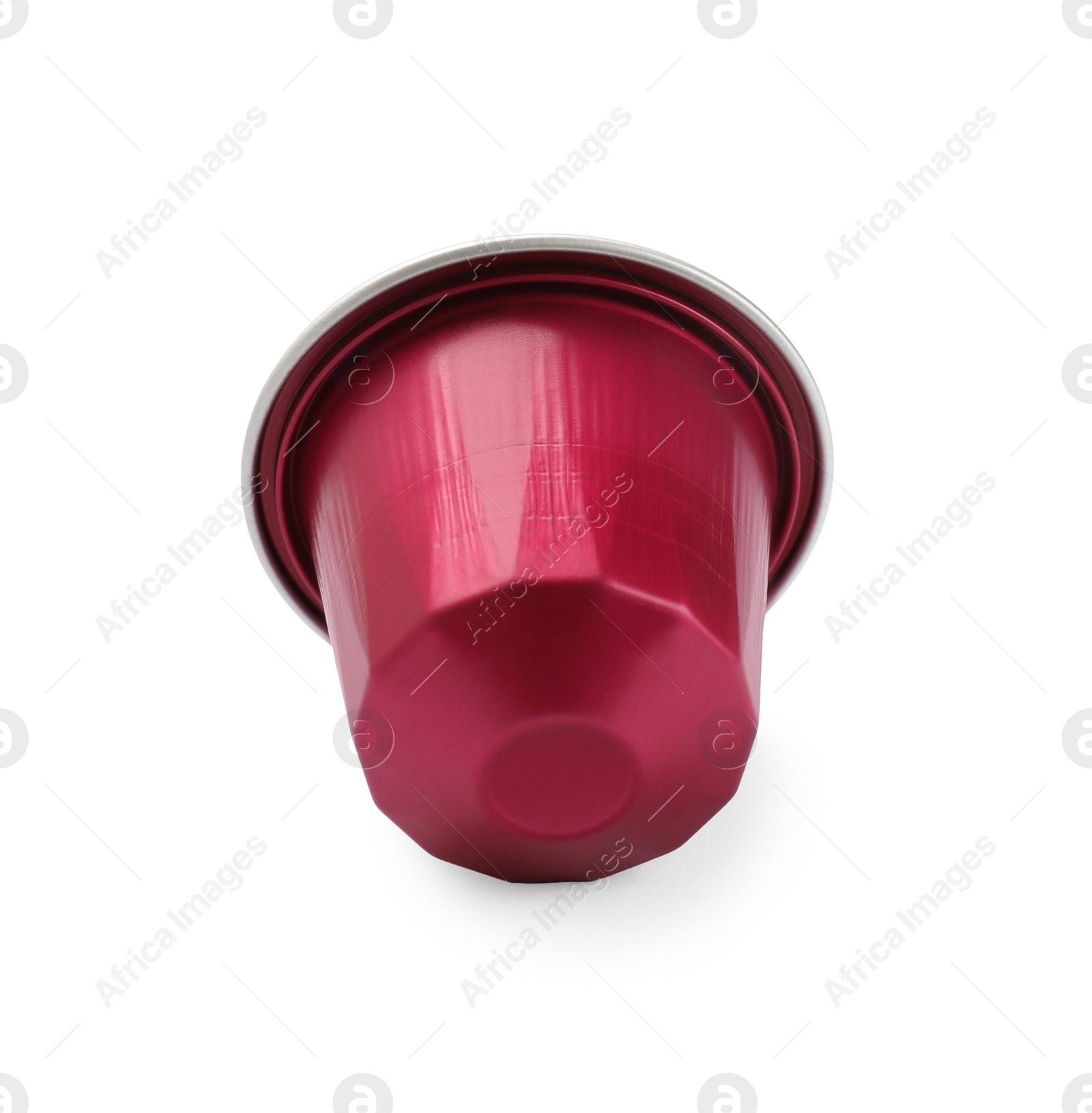 Photo of One plastic coffee capsule isolated on white