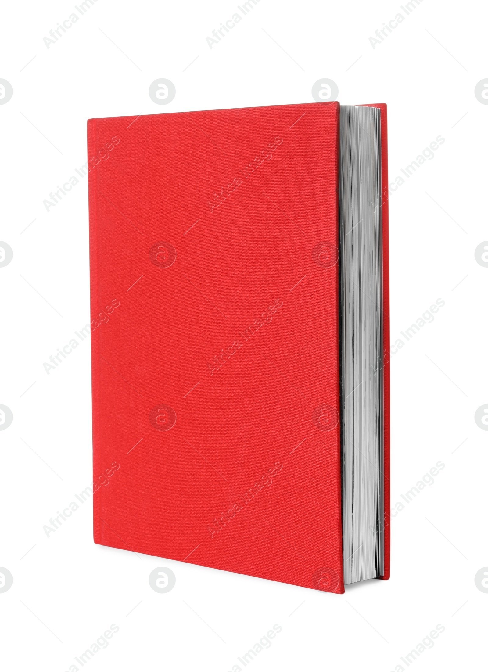 Photo of Book with red cover on white background